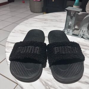 PUMA Fuzzy Black Slide Sandals